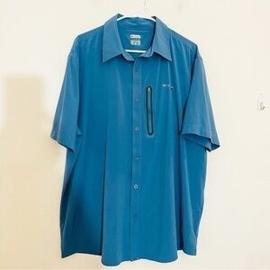 Columbia GRT Short Sleeve Button Down Shirt Men Size XXL Blue